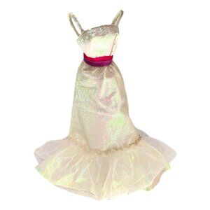 Vintage Barbie Fashion Crystal Barbie Doll Clothing Dress White Taffeta
